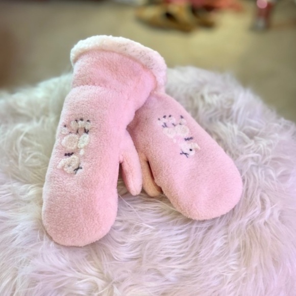Y2k Vintage Pink Poodle Mittens SMALL HANDS Embossment Fur Trim (Children’s XL) - Picture 4 of 7